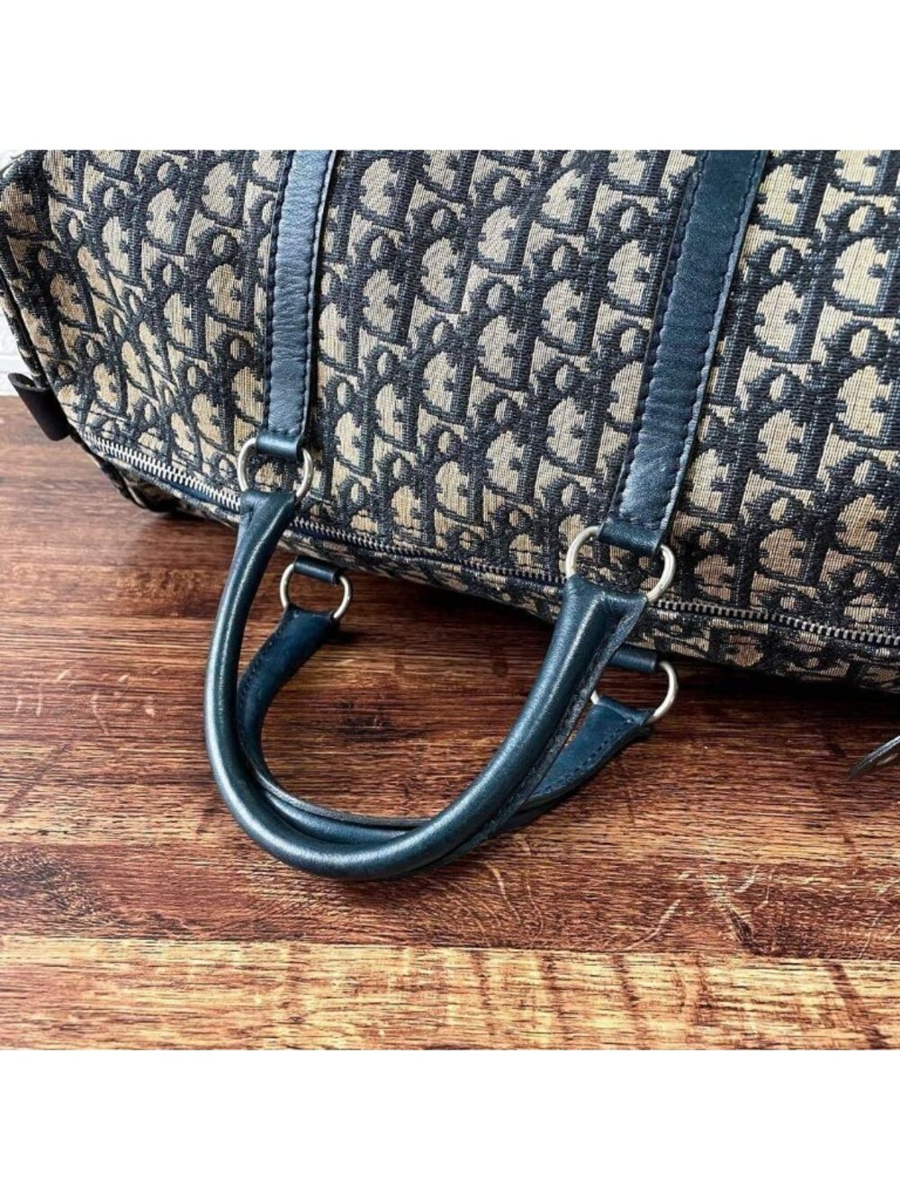 Dior Trotter Canvas Leather Boston Hand Bag All Over Pattern - Picture 5 of 10